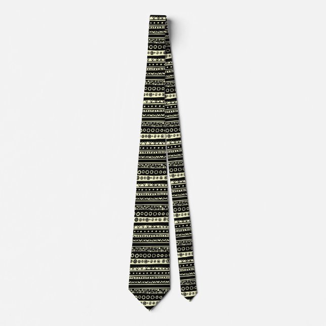 Decorated Stripes - Pale Yellow - (Lrg Pat) Tie (Front)