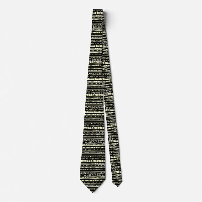 Decorated Stripes - Pale Yellow Tie (Front)