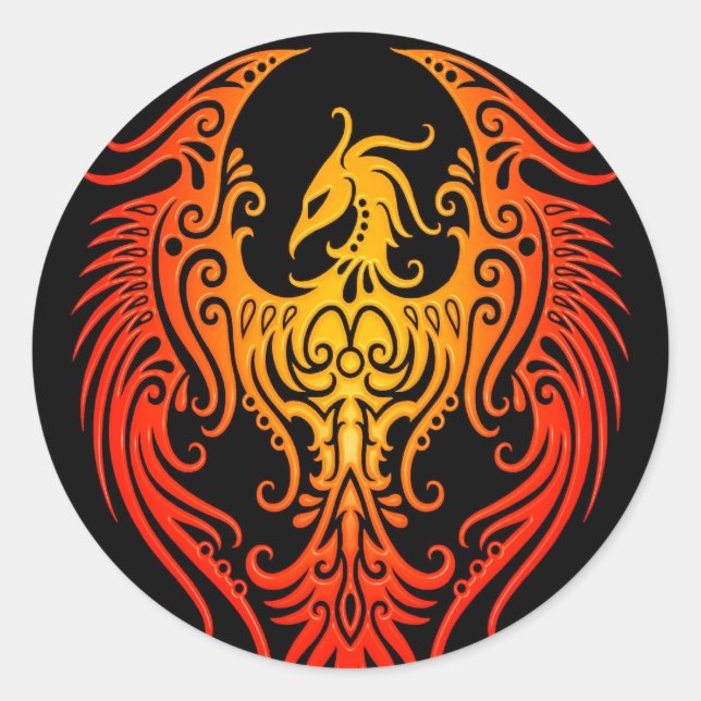 Decorated Tribal Phoenix Classic Round Sticker (Front)