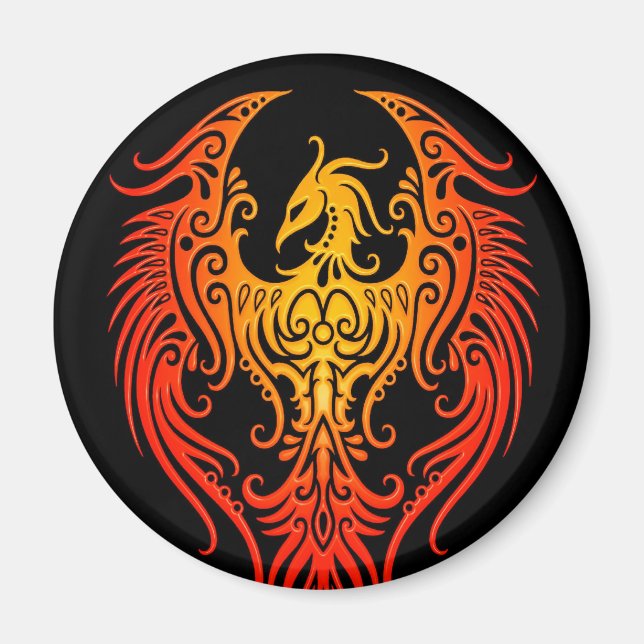 Decorated Tribal Phoenix Magnet (Front)