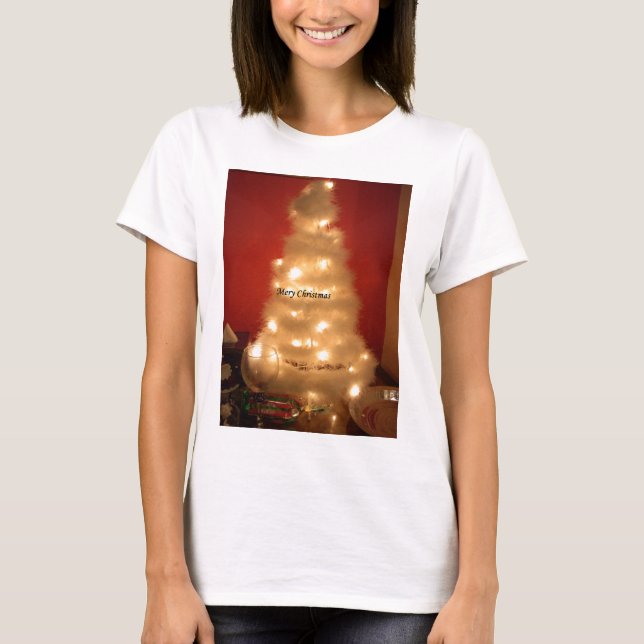 Decorated White Christmas Tree  T-Shirt (Front)