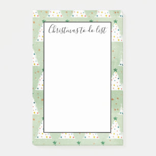 Decorated White Xmas Trees Green Star To Do List Post-it Notes