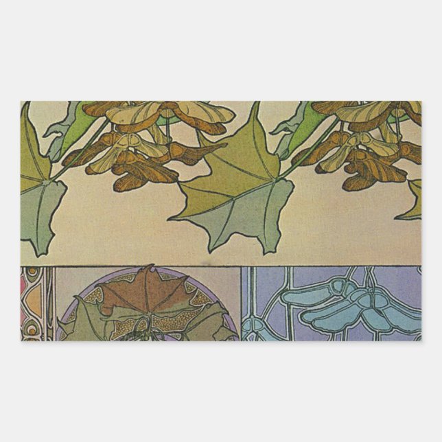 Decoratifs 1901 Alfons Mucha - Art Nouveau Rectangular Sticker (Front)