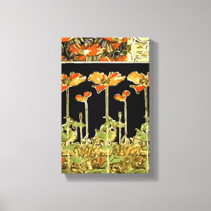 Decoratifs (Orange Flowers) by Alphonse Mucha  Vec Canvas Print