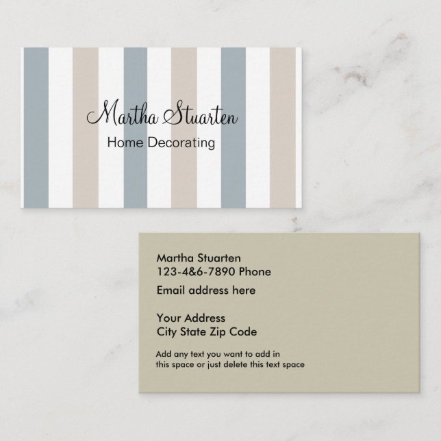 Decorating Business Modern Stripes Design Business Card (Front/Back)