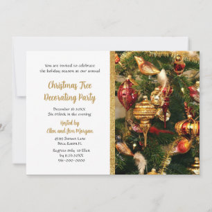 Decorating Christmas Tree Holiday Party Invitation
