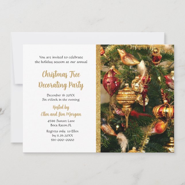 Decorating Christmas Tree Holiday Party  Invitation (Front)