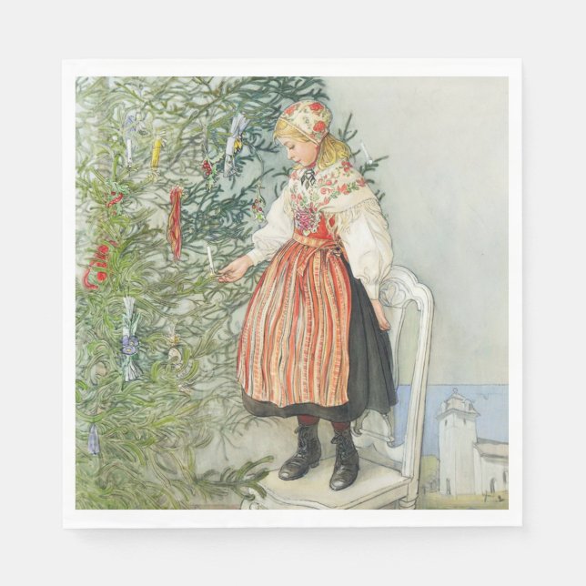 Decorating the Christmas Tree - Carl Larsson Napkin (Front)