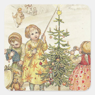 Decorating the Christmas Tree Square Sticker