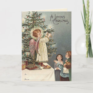 Decorating the Christmas Tree -vintage Christmas Holiday Card
