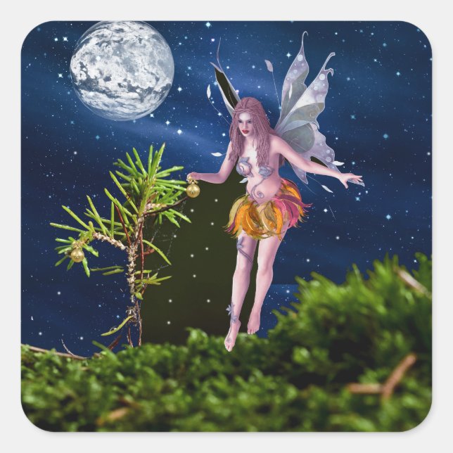 Decorating the Tree Square Sticker (Front)