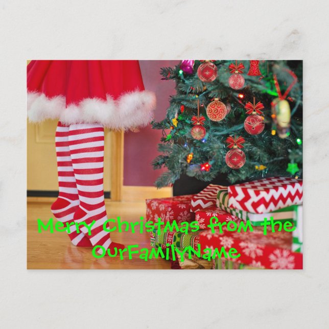 Decorating Tree Christmas Customise Postcard (Front)