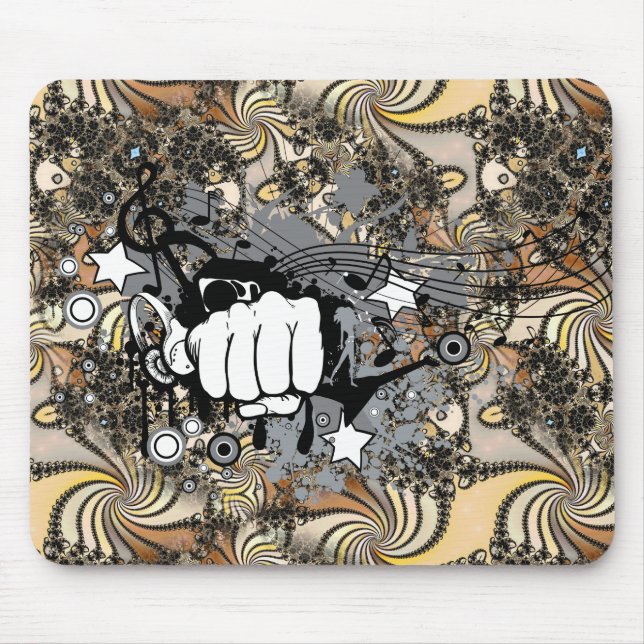 Decoration with fractal image and a fist  mouse mat (Front)