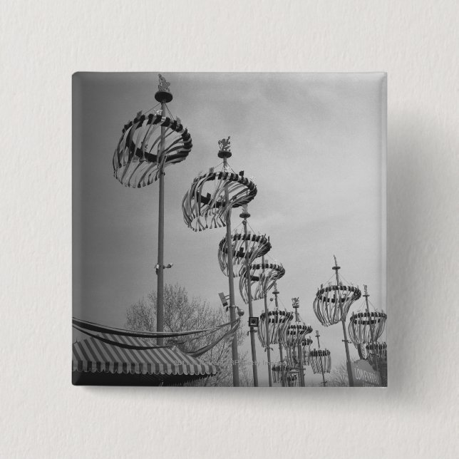 Decorations on poles B&W high section 15 Cm Square Badge (Front)