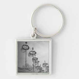 Decorations on poles B&W high section Key Ring