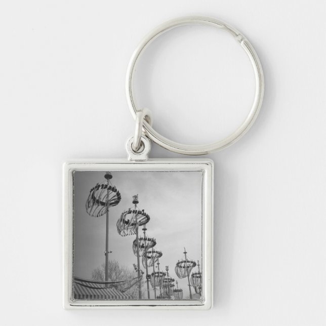 Decorations on poles B&W high section Key Ring (Front)