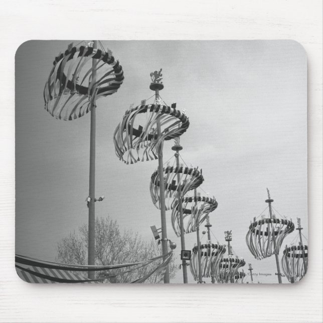 Decorations on poles B&W high section Mouse Mat (Front)