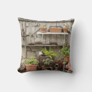 Decorations on wooden fence, Catalina Island, Cushion