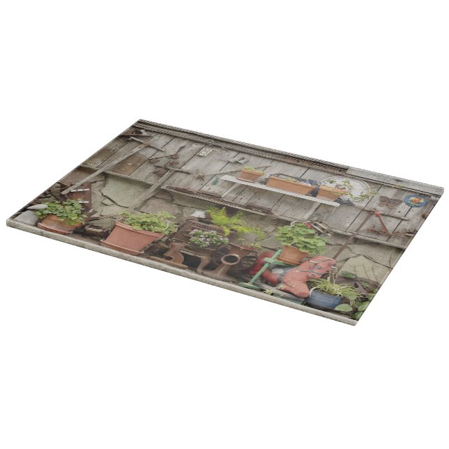 Decorations on wooden fence, Catalina Island, Cutting Board (Corner)