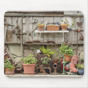 Decorations on wooden fence, Catalina Island, Mouse Mat