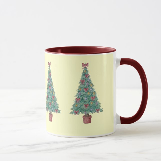 decorations red bows bells on christmas tree  mug (Right)