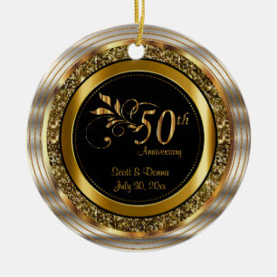 Decorative 50th Golden Anniversary Ceramic Tree Decoration