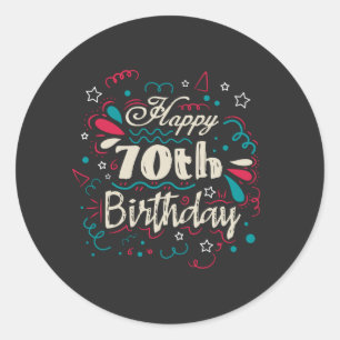 Decorative 70th Birthday Classic Round Sticker