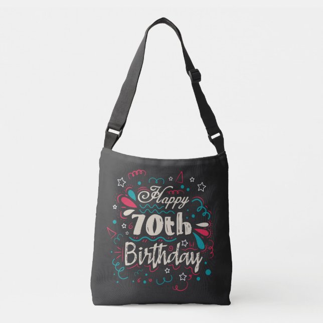 Decorative 70th Birthday Crossbody Bag (Front)