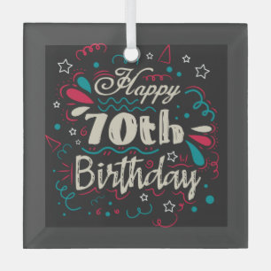 Decorative 70th Birthday Glass Tree Decoration