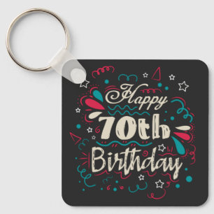 Decorative 70th Birthday Key Ring