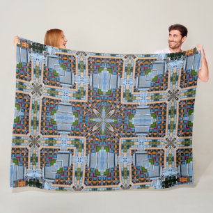Decorative 8-Bit City Land Stained Glass Satin Fleece Blanket