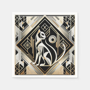 Decorative Abstract Black Cat Napkins