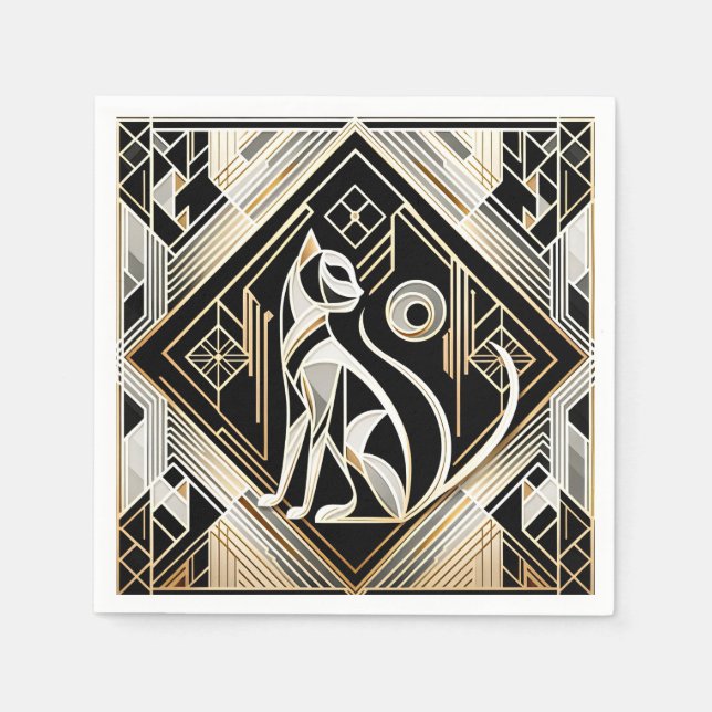 Decorative Abstract Black Cat Napkins (Front)