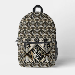 Decorative Abstract Black Cat Printed Backpack