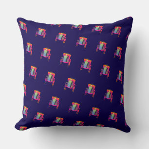 Decorative Abstract Chair Diagonal Dk Blue Cushion