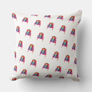 Decorative Abstract Chair Diagonal White Cushion