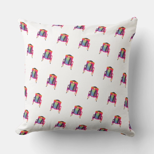 Decorative  Abstract Chair Diagonal White  Cushion (Front)