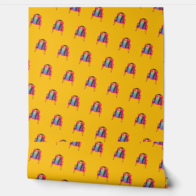 Decorative  Abstract Chair Diagonal Yellow  Wallpaper (Unrolling)