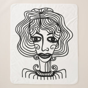 Decorative abstract girl. Vintage illustrationadol Sherpa Blanket