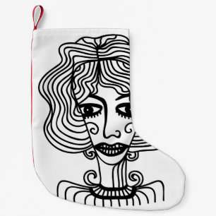 Decorative abstract girl. Vintage illustrationadol Small Christmas Stocking