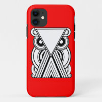 Decorative Abstract Owl (Black, White & Red)