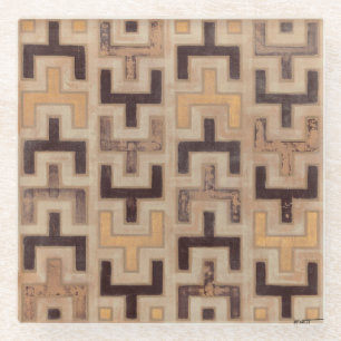 Decorative African Mudcloth Pattern Glass Coaster