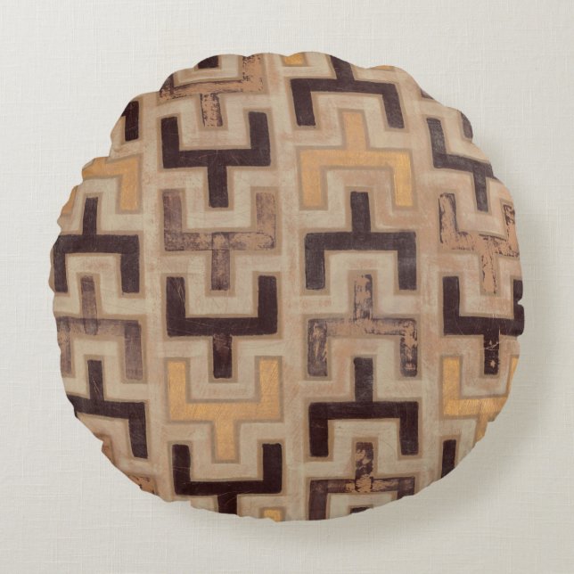 Decorative African Mudcloth Pattern Round Cushion (Front)