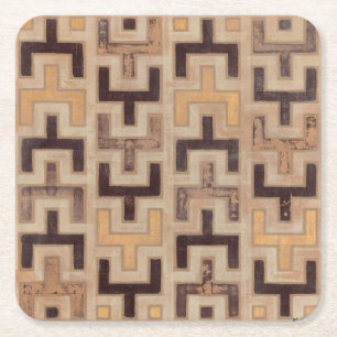 Decorative African Mudcloth Pattern Square Paper Coaster