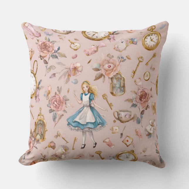 Decorative Alice in Wonderland Throw Pillow (Front)