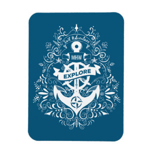 Decorative Anchor custom monogram magnet
