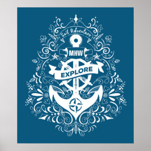 Decorative Anchor custom monogram poster