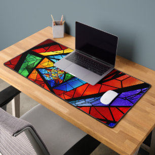 Decorative and modern Stained Glass motive on a de Desk Mat