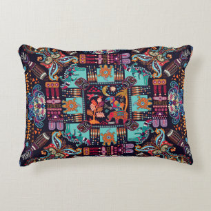 Decorative animals: colourful ethnic design. cushion