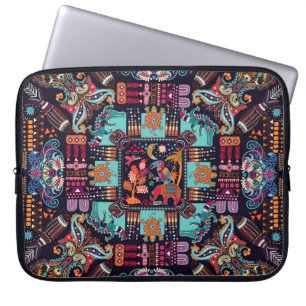 Decorative animals: colourful ethnic design. laptop sleeve